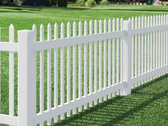 White vinyl picket fence